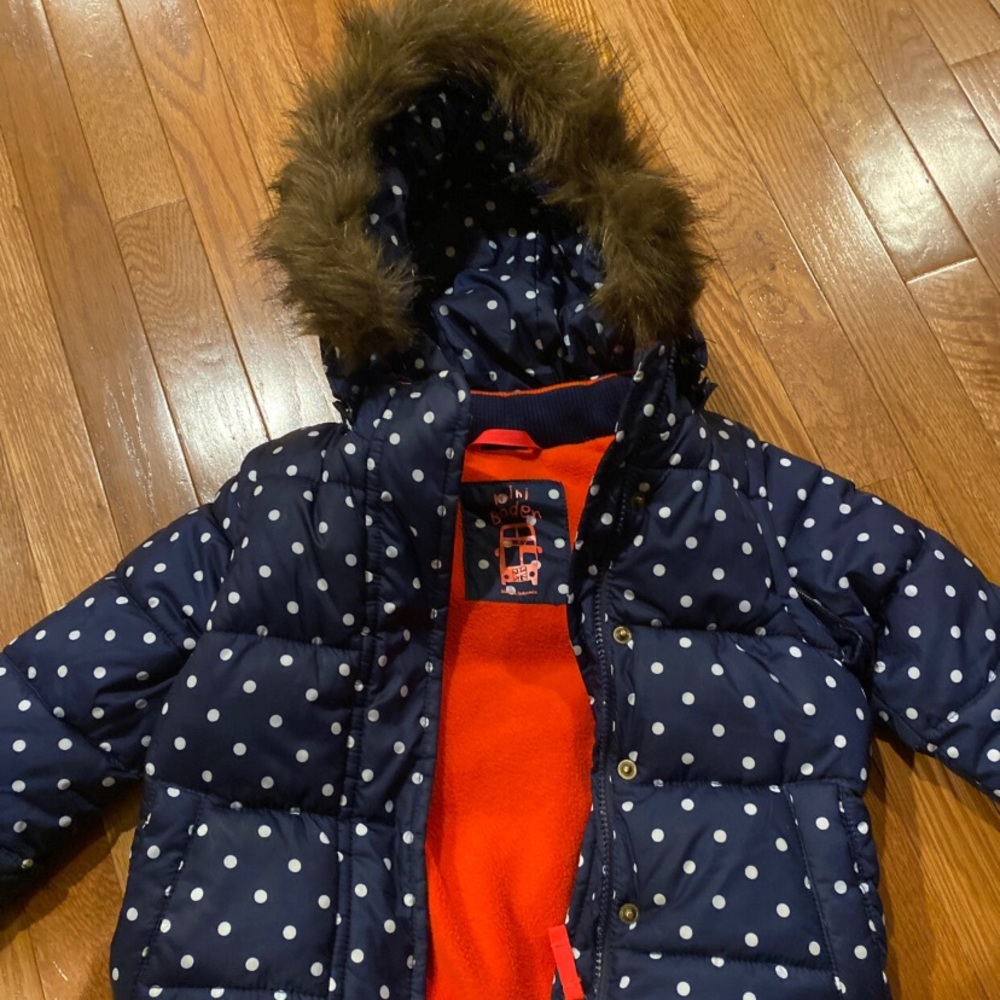 Mini Boden girls size 3-4 fleece lined puffer 2 in 1 jacket Euc